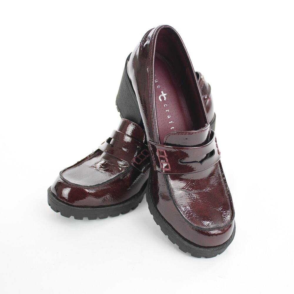 True Craft Burgundy Patent Leather Loafers